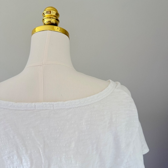 Dylan V-Neck Cotton Slub Tee in White, Sz XL - Picture 9 of 11